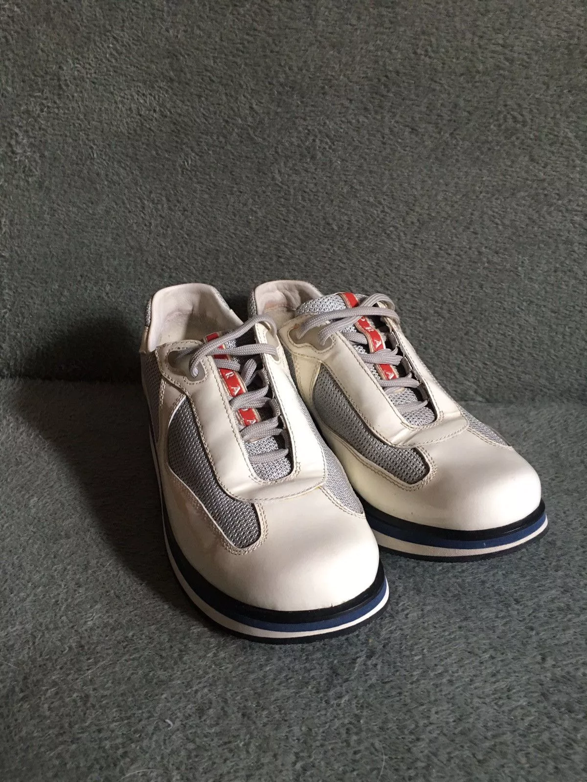Prada Low Top Sneakers PRADA American Cup Double Sole Patent Leather Sneakers EU 38 Beige Luxury