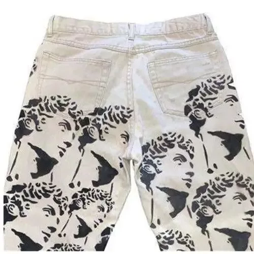 Jean Casual Pants Men's White Avant-Garde