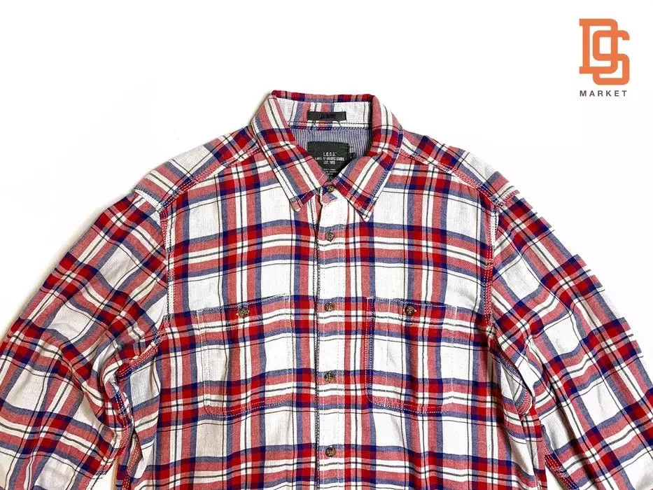 H&M Shirts Button Ups H&M LONG SLEEVE FLANNEL SHIRT LARGE BUTTON DOWN RED