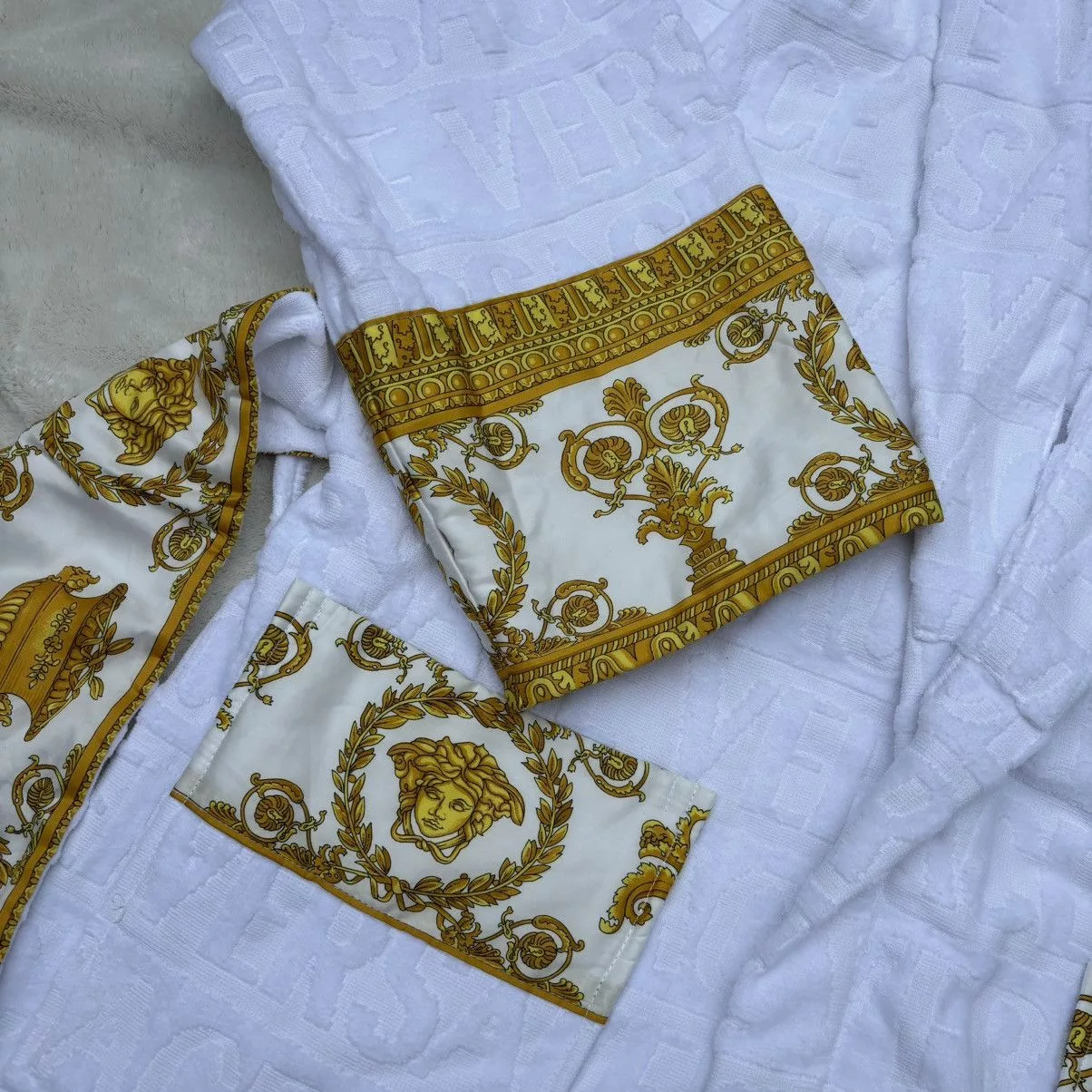 Versace Miscellaneous Versace White / Gold Baroque Embossed Robe