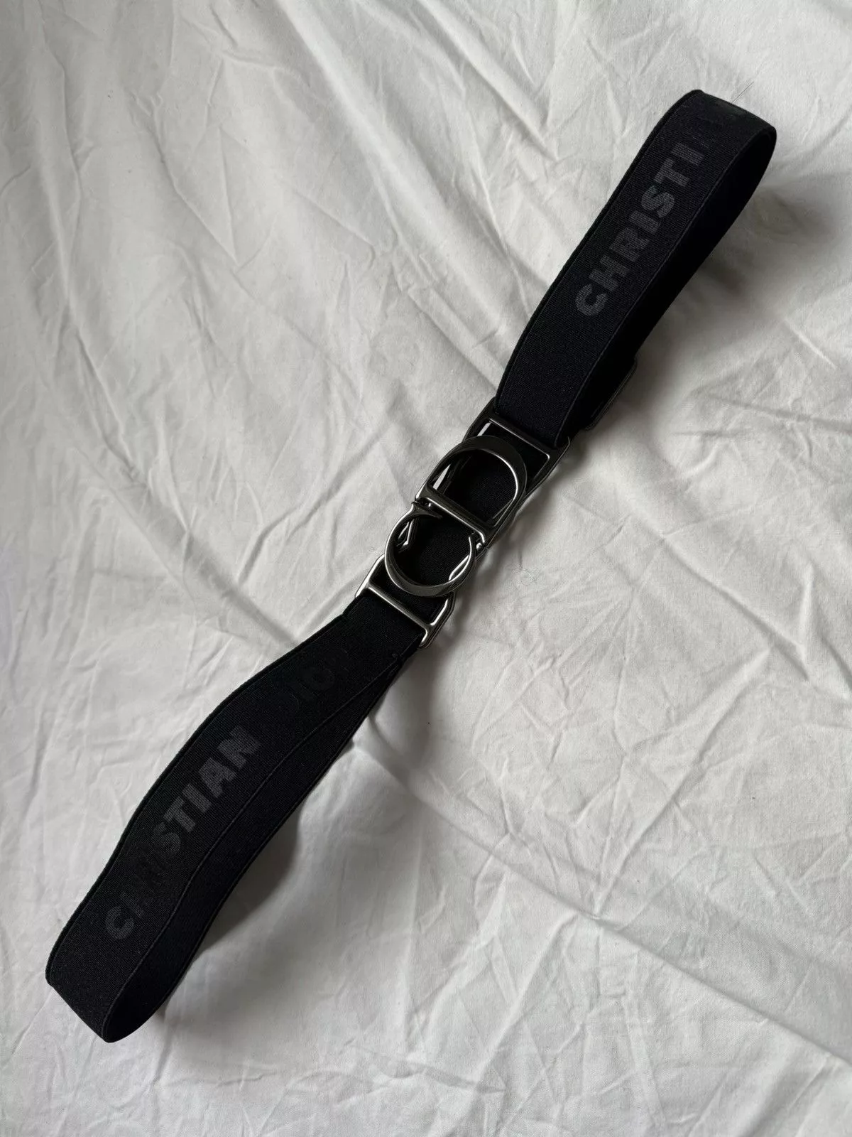 Dior Belts DIOR MENS ELASTIC BAND CD LOGO BELT Black