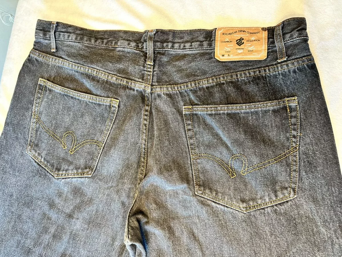 Rocawear Denim Rocawear × Vintage VTG Rocawear Jeans Mens 44x29.5 Black Baggy Y2K Embroidered Streetwear