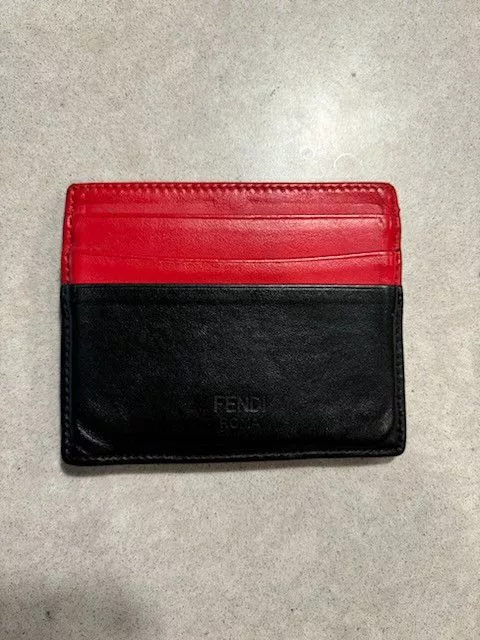 Fendi Wallets Fendi Black Red Leather Monster Eyes