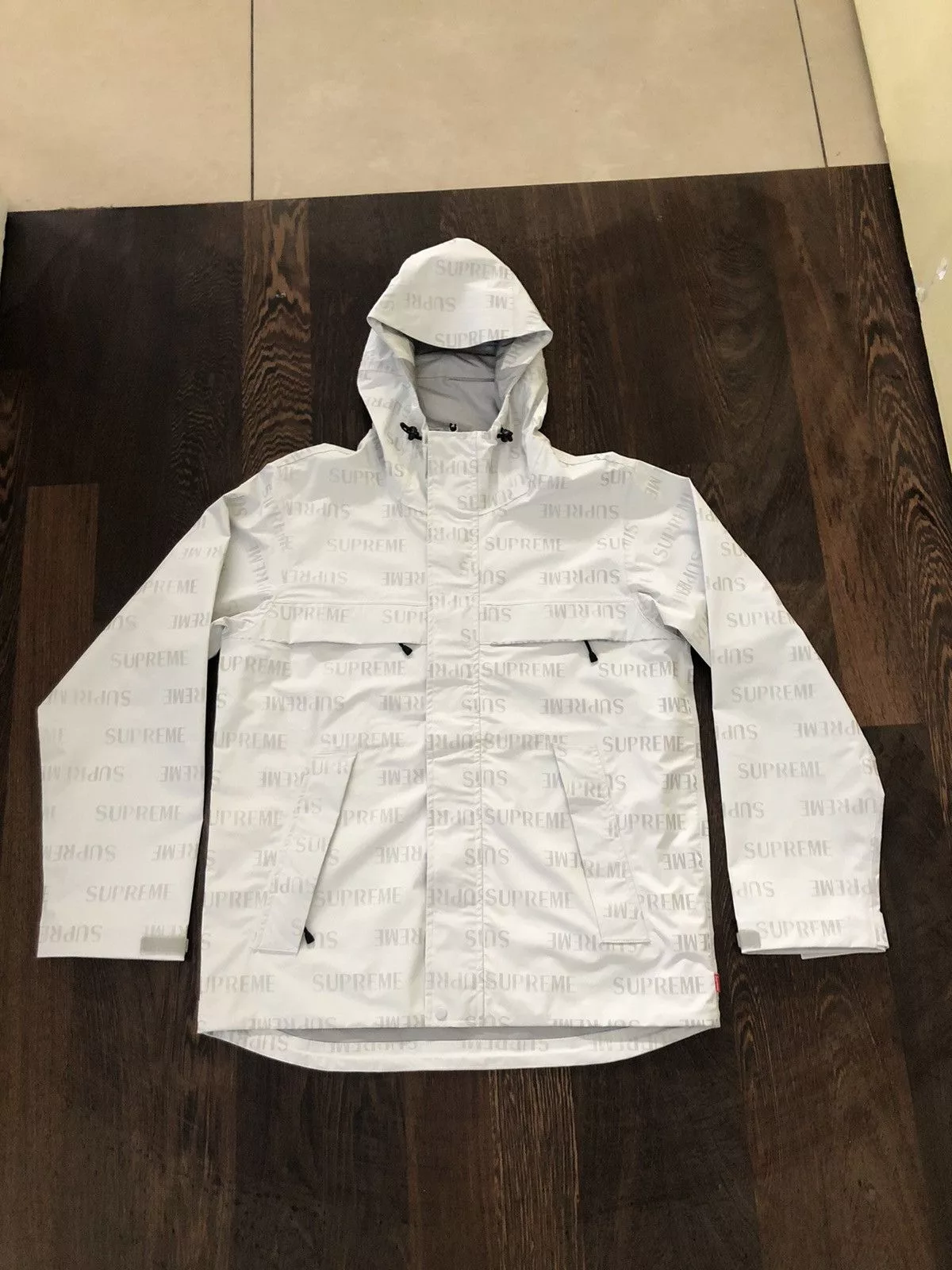 Supreme Raincoats Supreme 3M Reflective Repeat Rain Jacket White