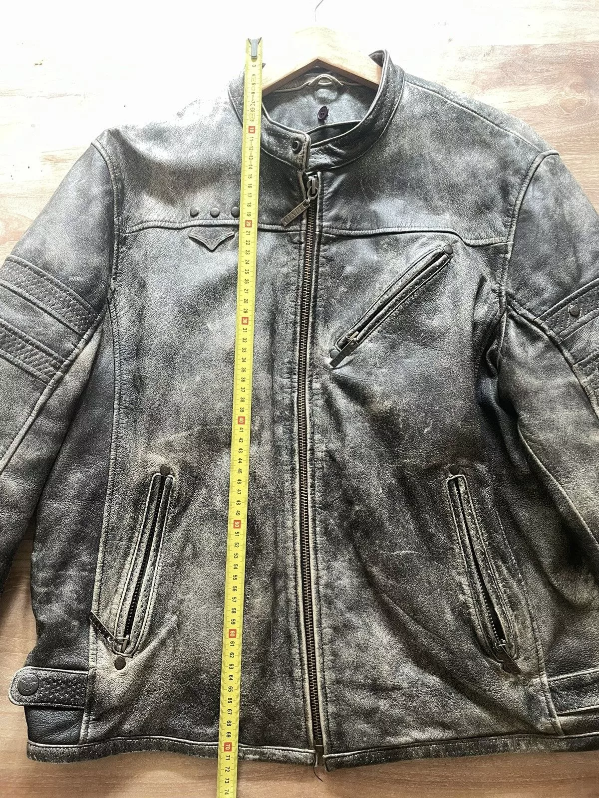 Vintage Leather Jackets Vintage Distressed Grey Leather Rider Jacket Gray