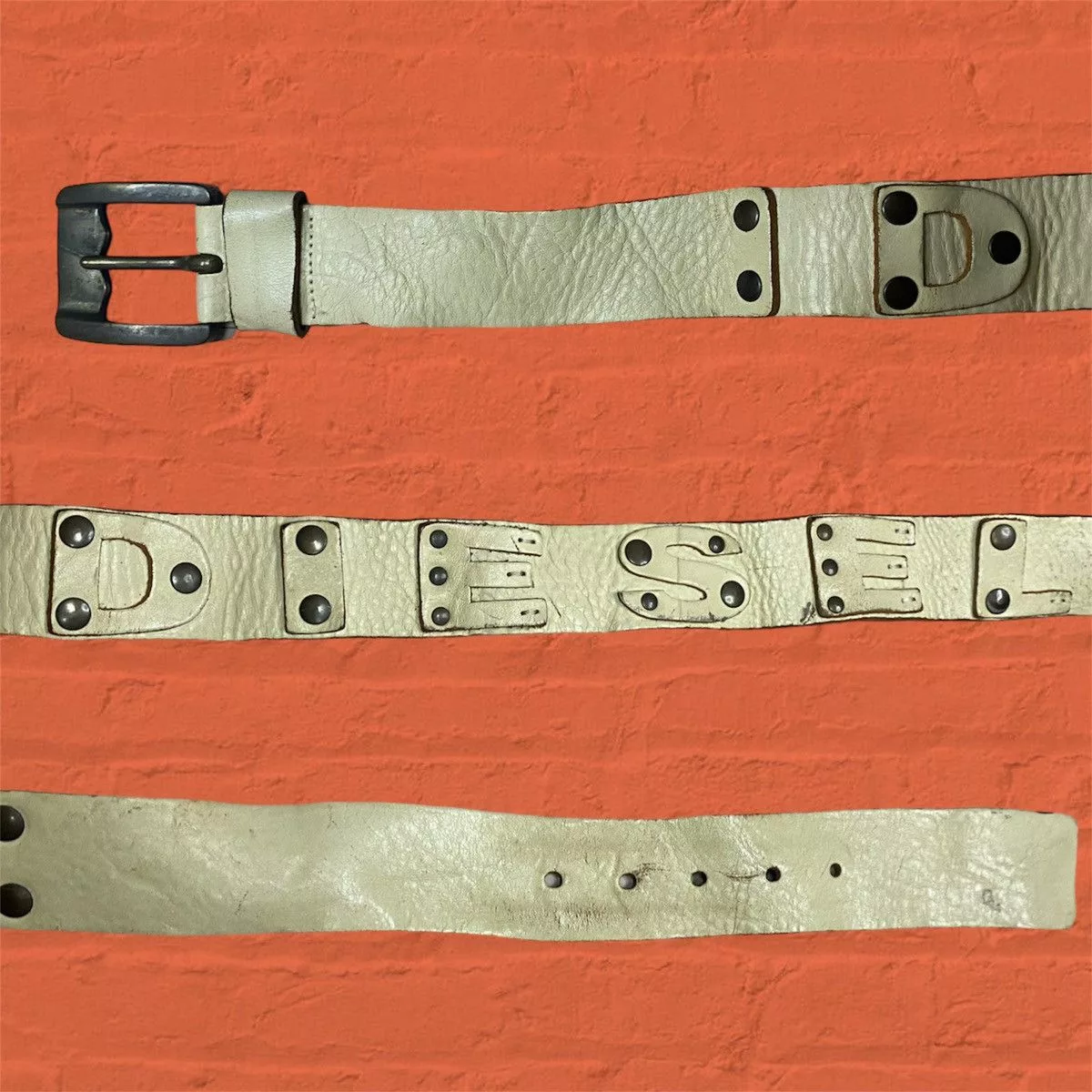 Diesel Belts Vintage diesel leather belt White