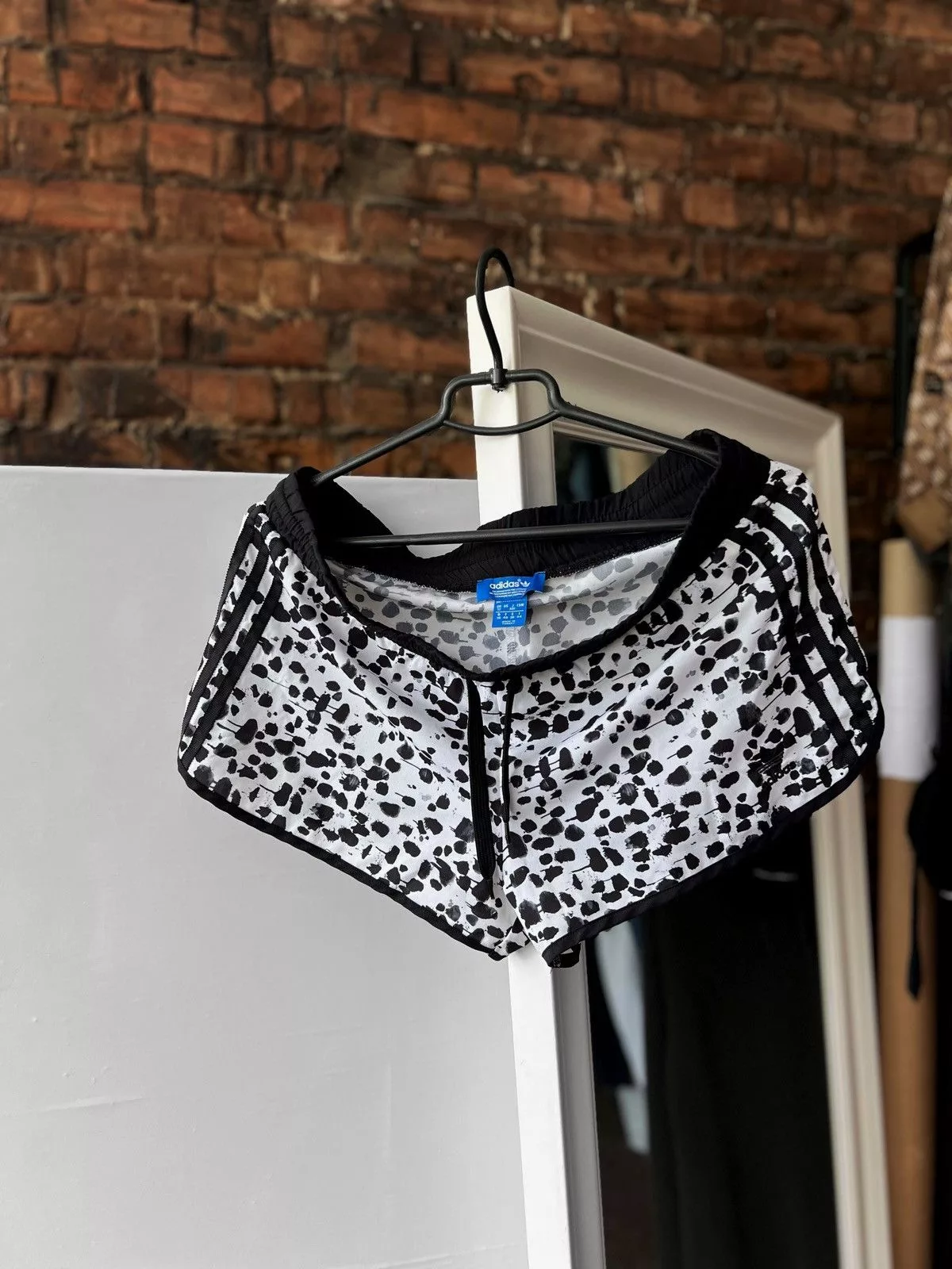 Adidas Shorts Adidas Originals Women’s Black White Printed Mini Shorts Sportswear