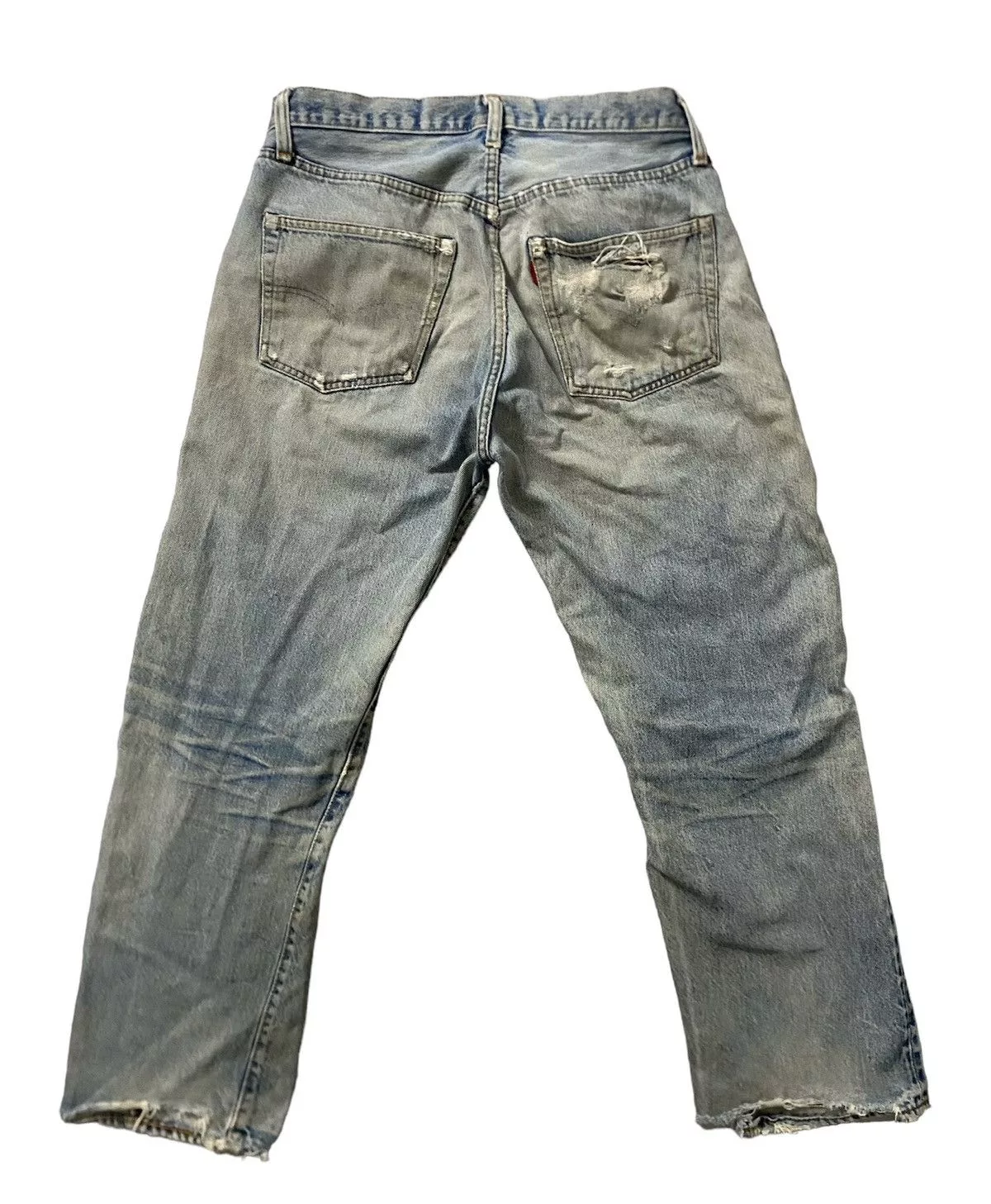 Levi's Denim Levi's × Vintage Vintage Thrashed Distressed Custom Levis Selvedge Button 6 Blue