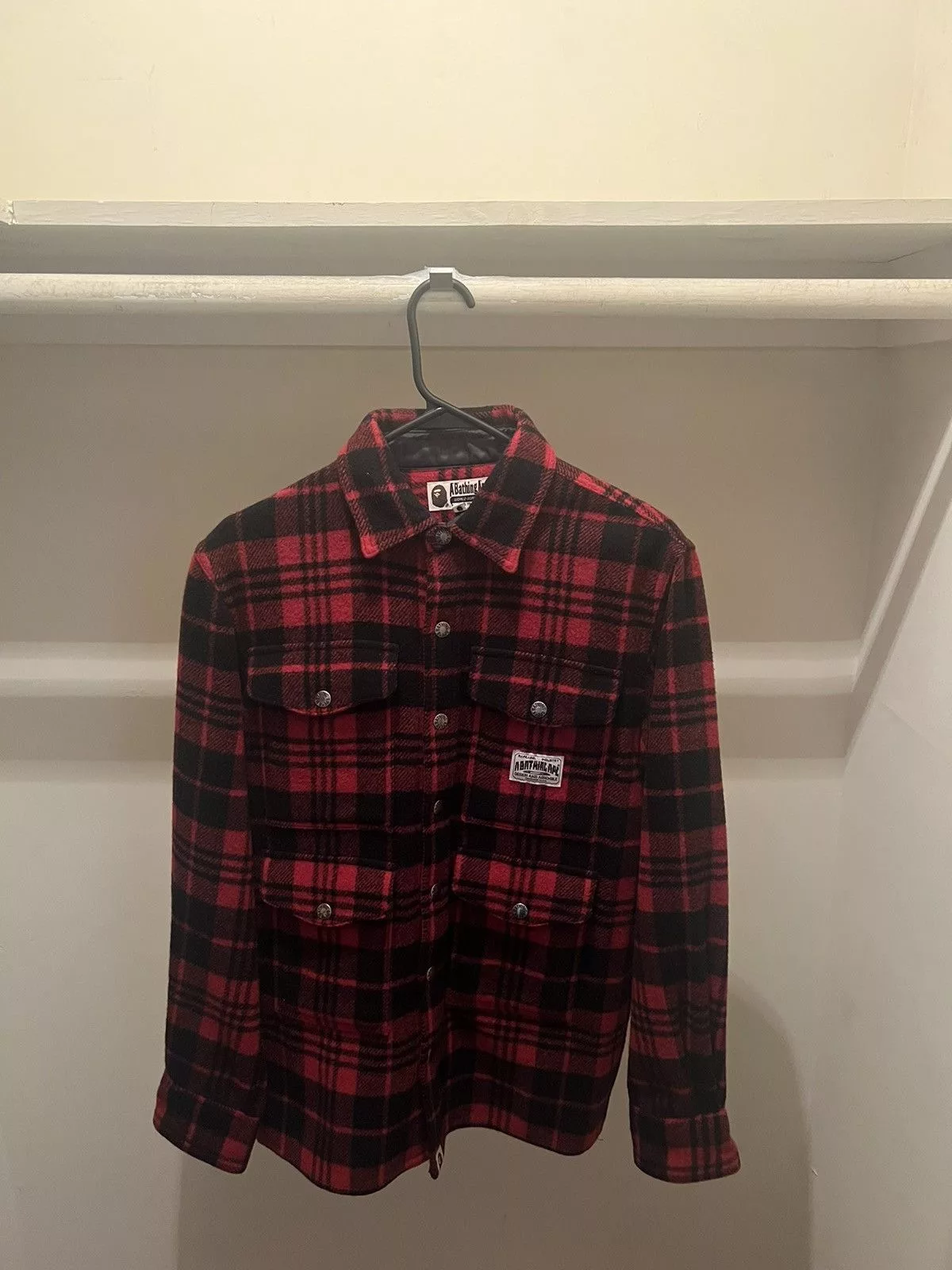 Bape Light Jackets Vintage Bape Lumberjack Flannel Red