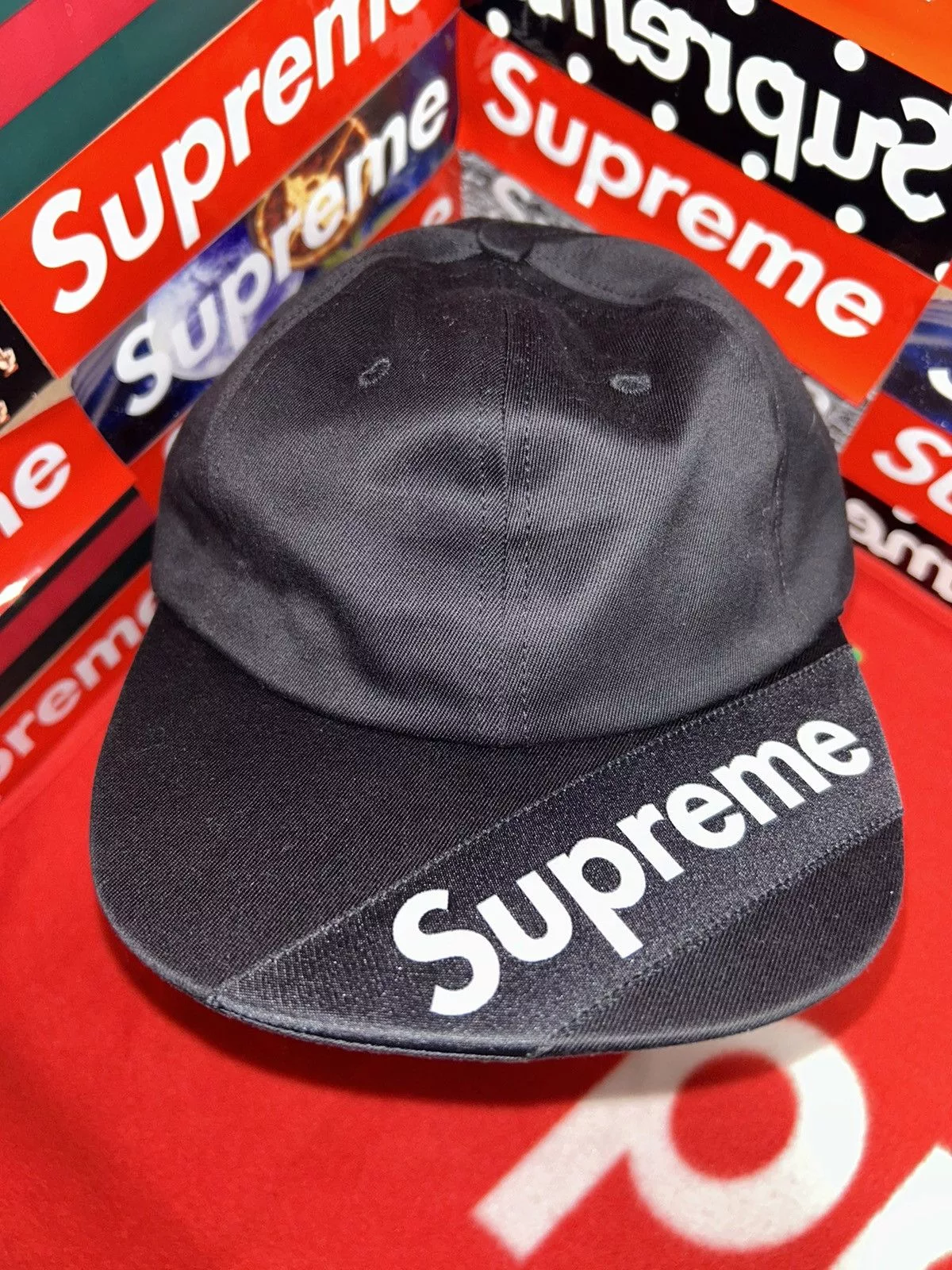 Supreme Hats Supreme Visor Label 6-Panel Black SS18 NEW