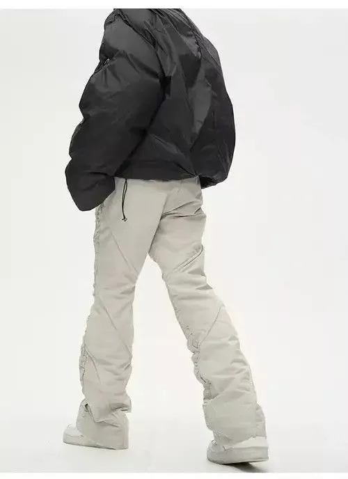 Other Denim Other Beige Stack Plated Wide Flared Sweatpants Streetwear