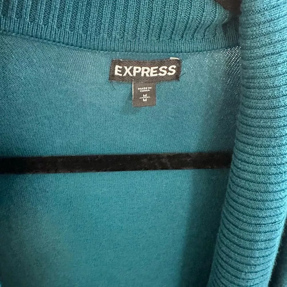 Express Sweaters Express Short Sleeve Open Shawl Cardigan Teal Blue Medium