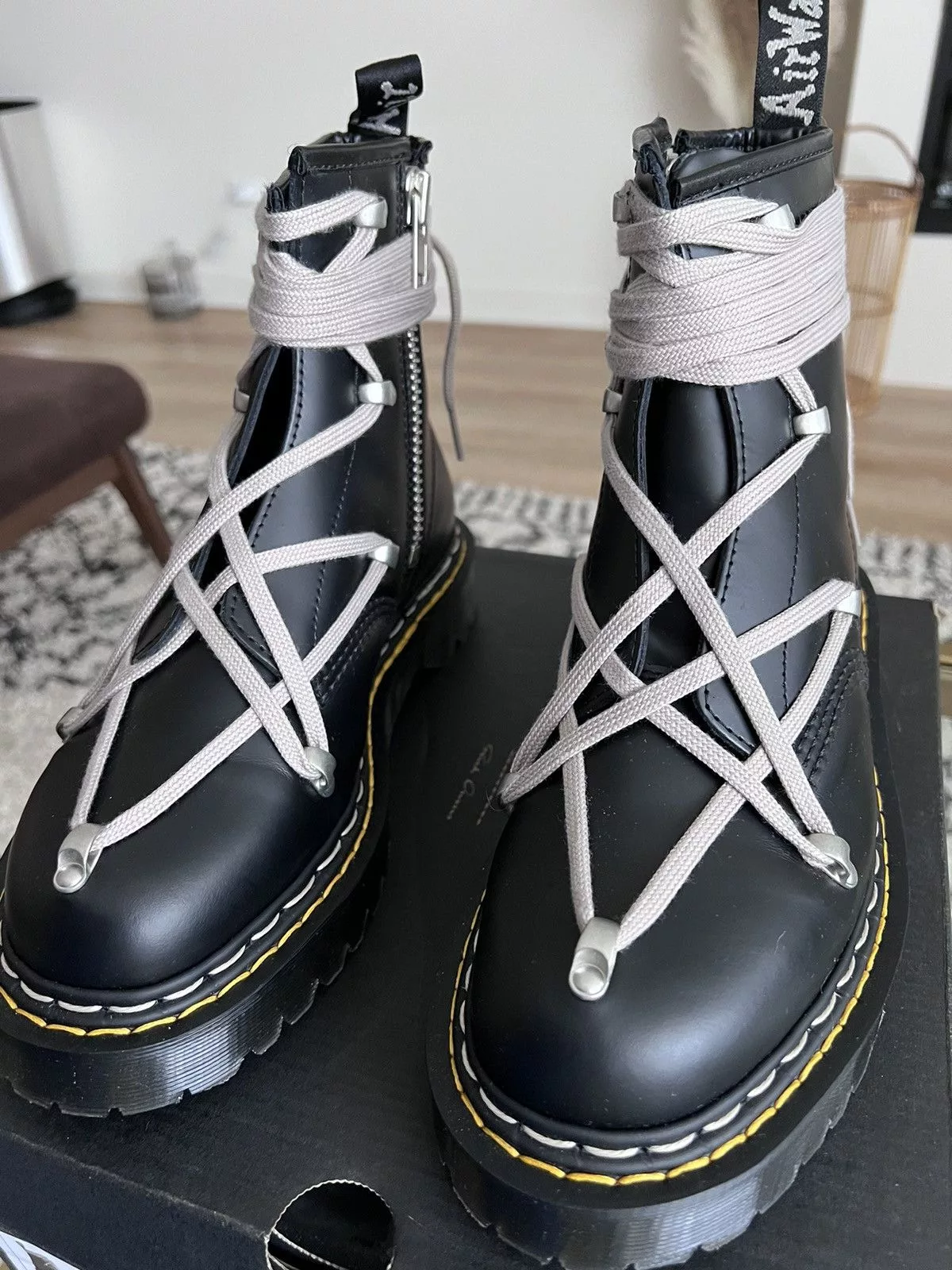 Dr. Martens Boots Dr. Martens × Rick Owens Rick Owens 1460 Bex Leather Lace Up Boots Black