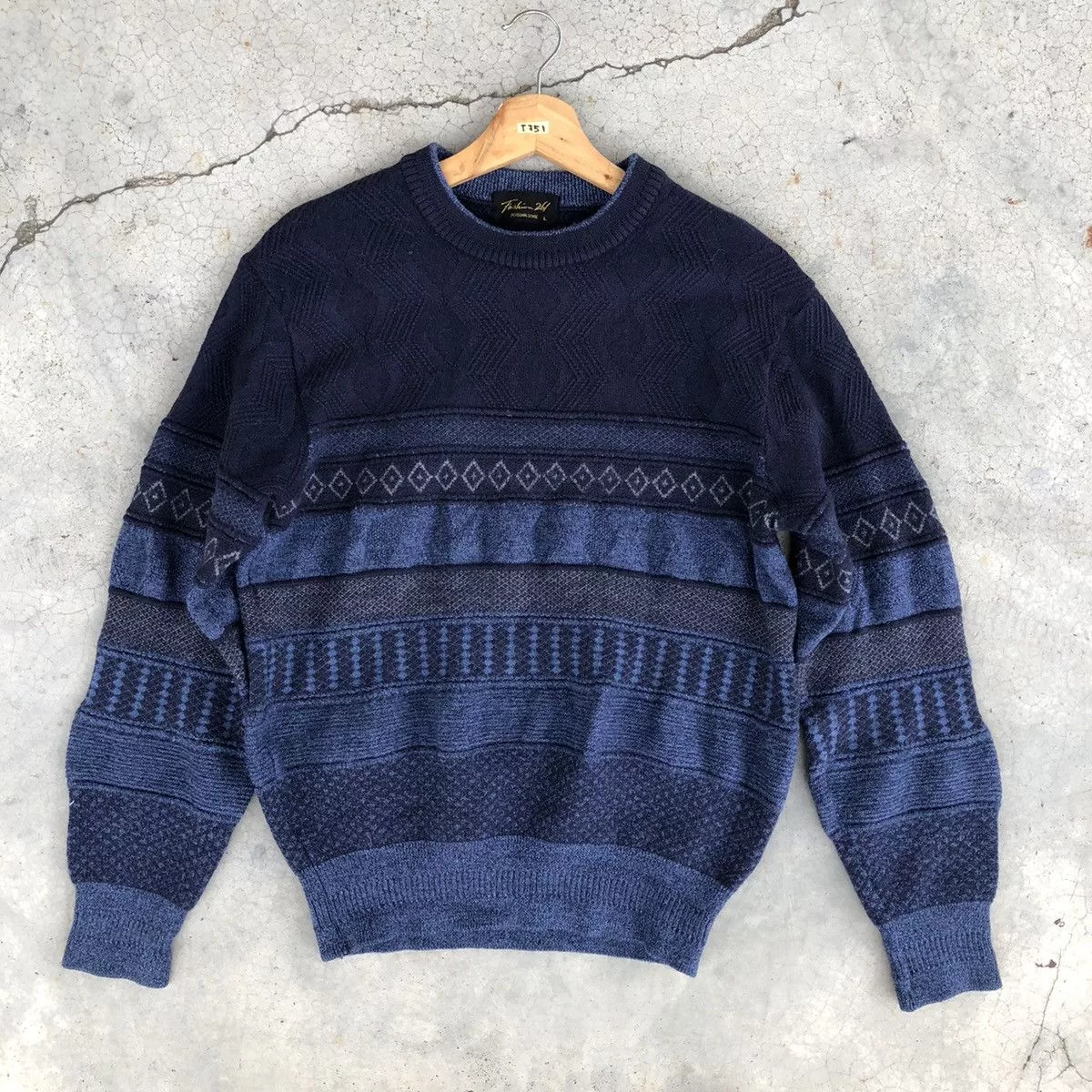 Japanese Brand Sweaters Knitwear Japanese Brand 🔴Vintage Knitsweater Strecth/Memeri Like Coogi Pattern Multi Avant-Garde