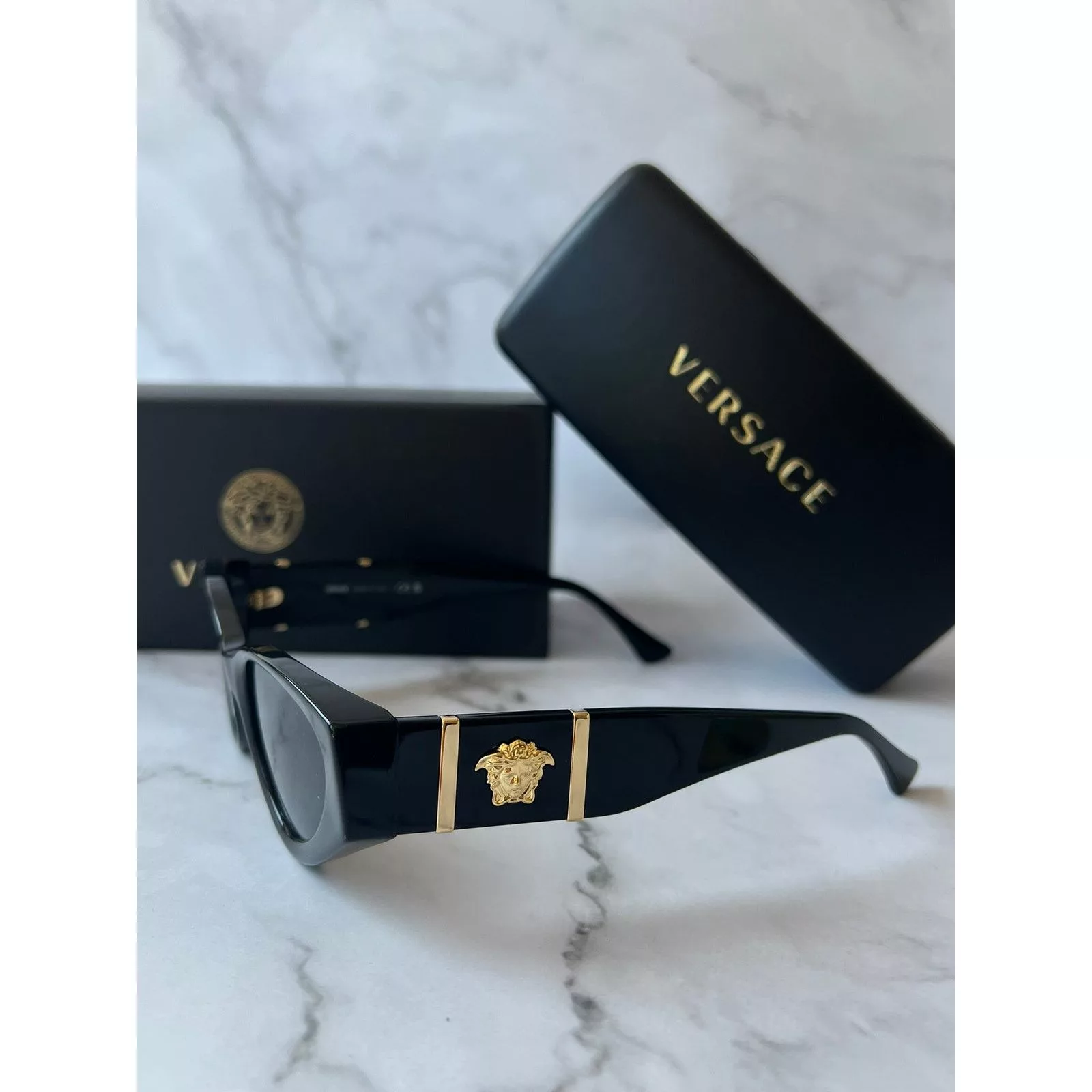 Versace Sunglasses Versace VE4454 Cat Eye Sunglasses in Black