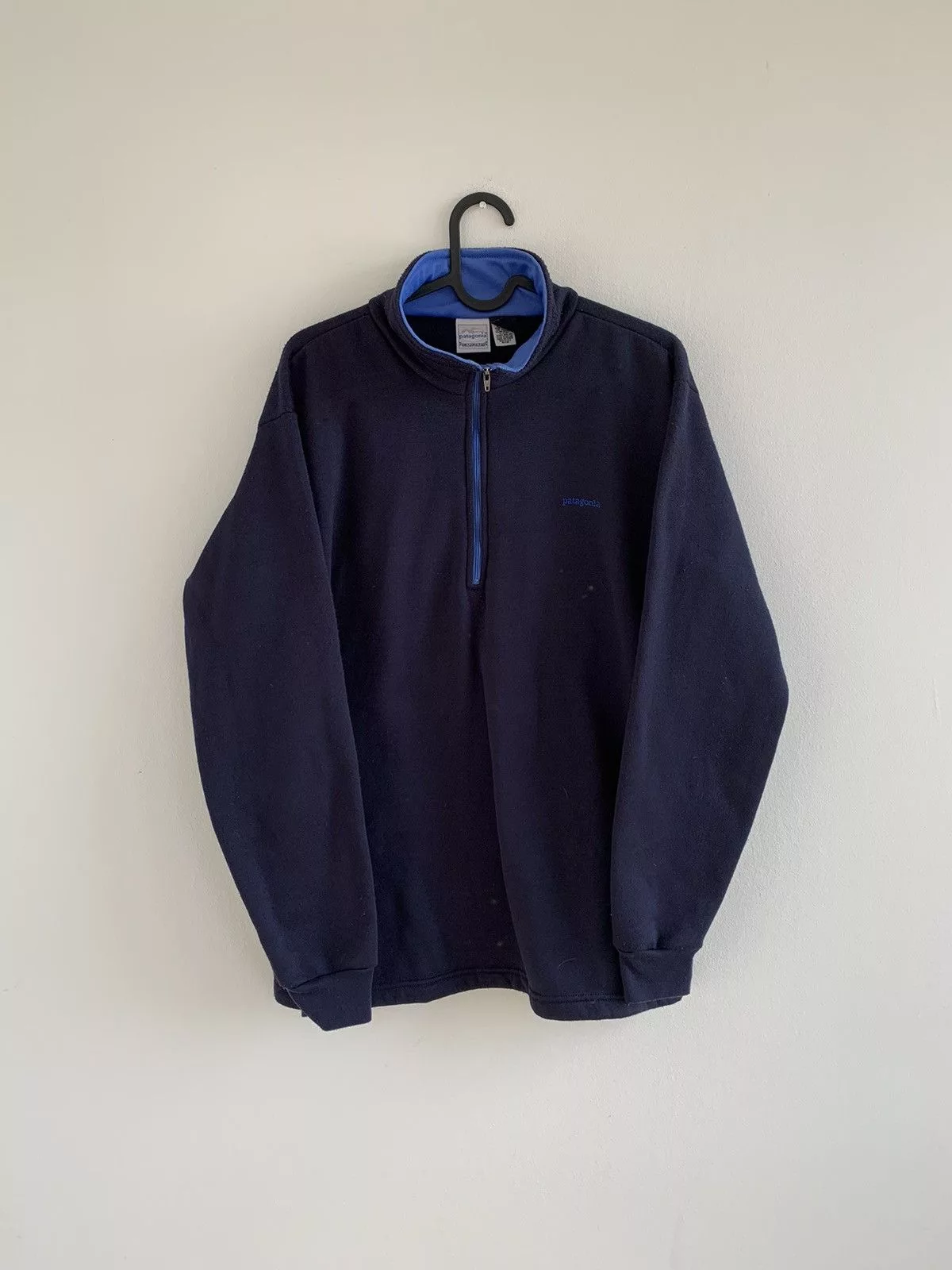 Patagonia Sweaters Knitwear Patagonia × Vintage Vintage 90s Patagonia Capilene Navy Half Zip Sweater USA Blue