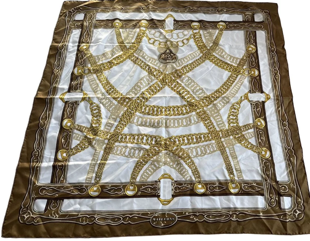 Hermes Scarves Hermes 90” silk scarf White