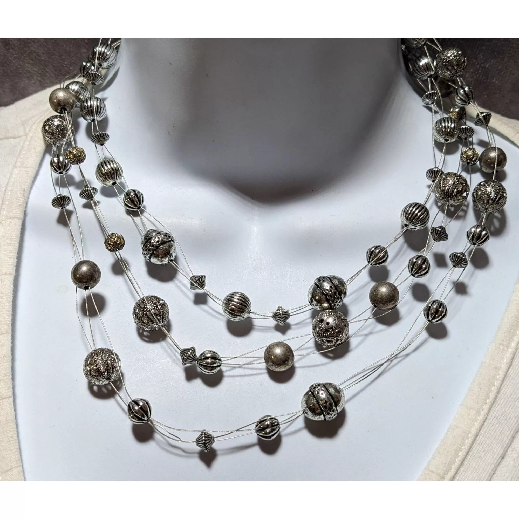 Other Necklaces Other Silver Beaded Floating Necklace