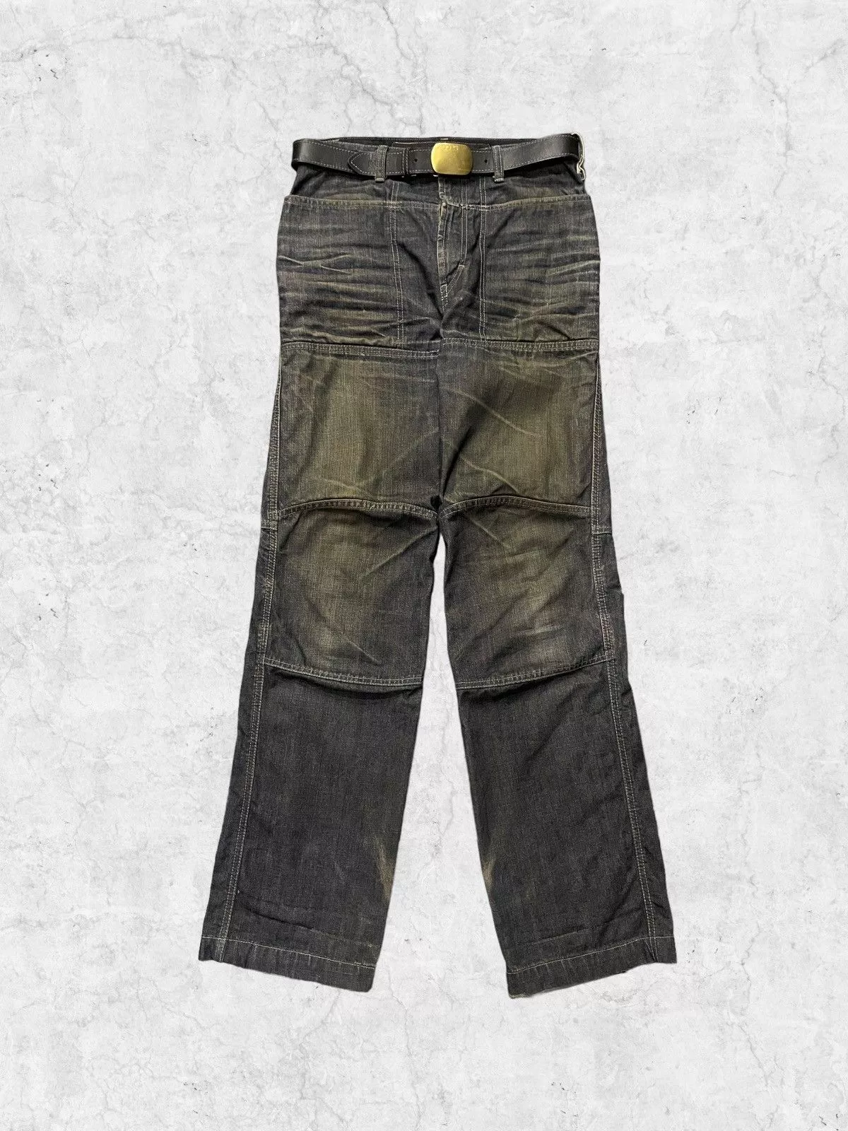 Marithe + Francois Girbaud Denim Marithe + Francois Girbaud × Vintage Y2K Marithe Francois Girbaud Hagi Denim With Leather Belt Gray