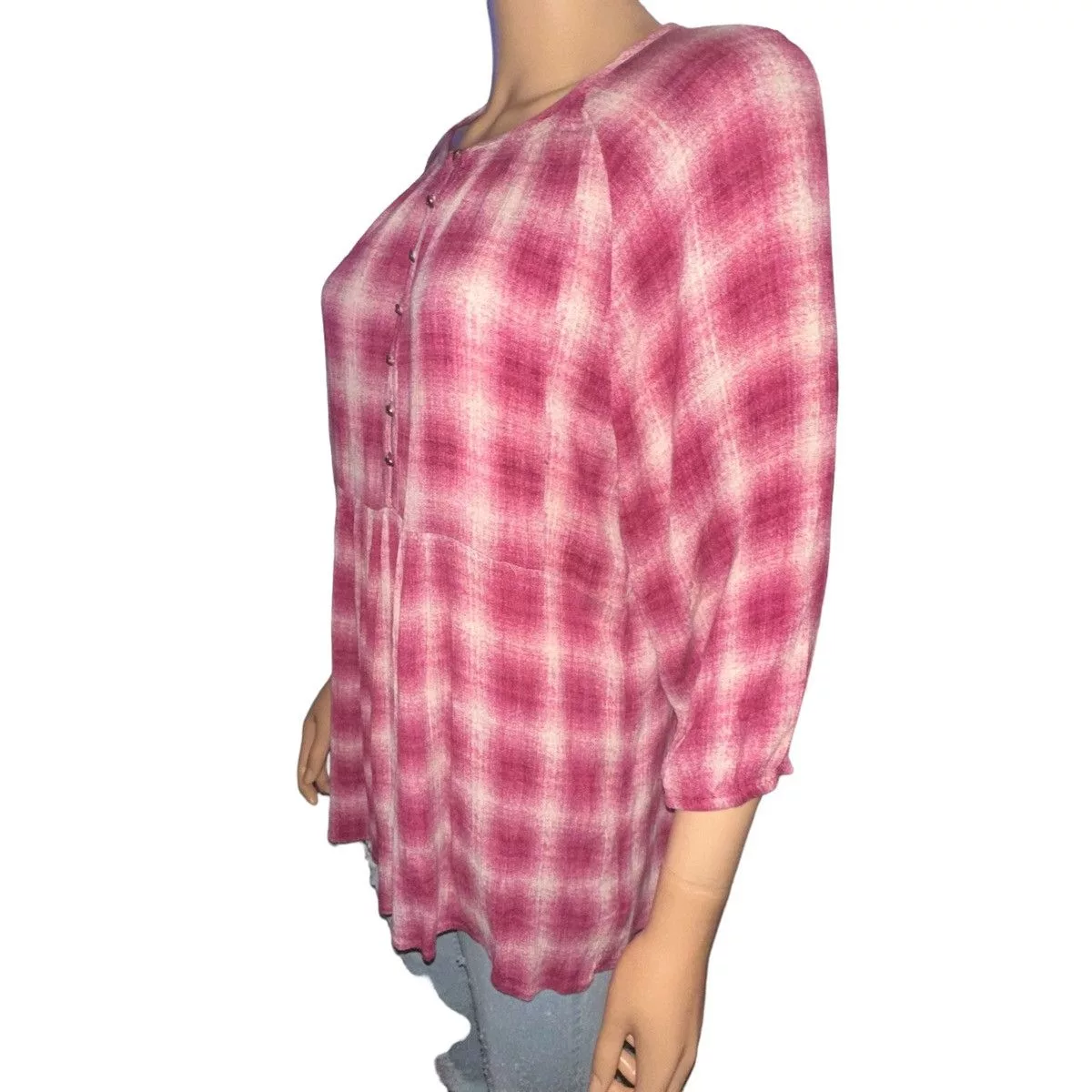 Anthropologie Blouses Anthropologie Maeve plaid peplum top Pink