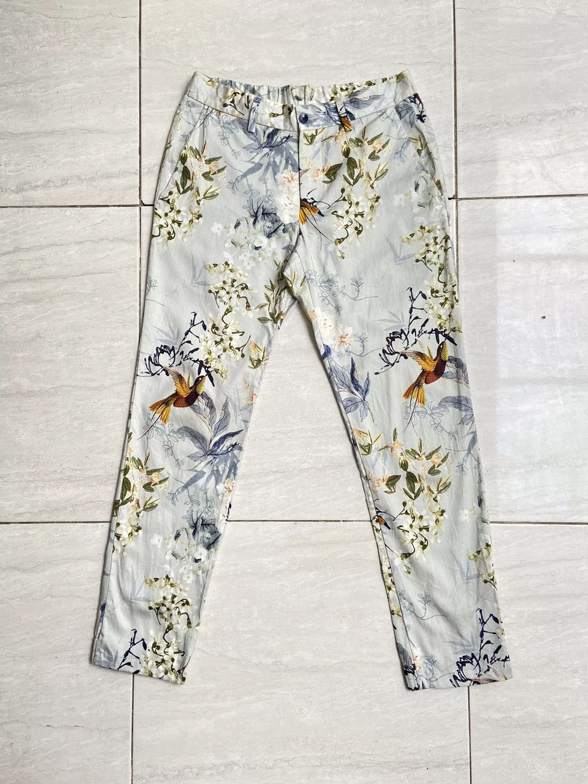 Zara Casual Pants ZARA MAN Flower Patterned Pants White