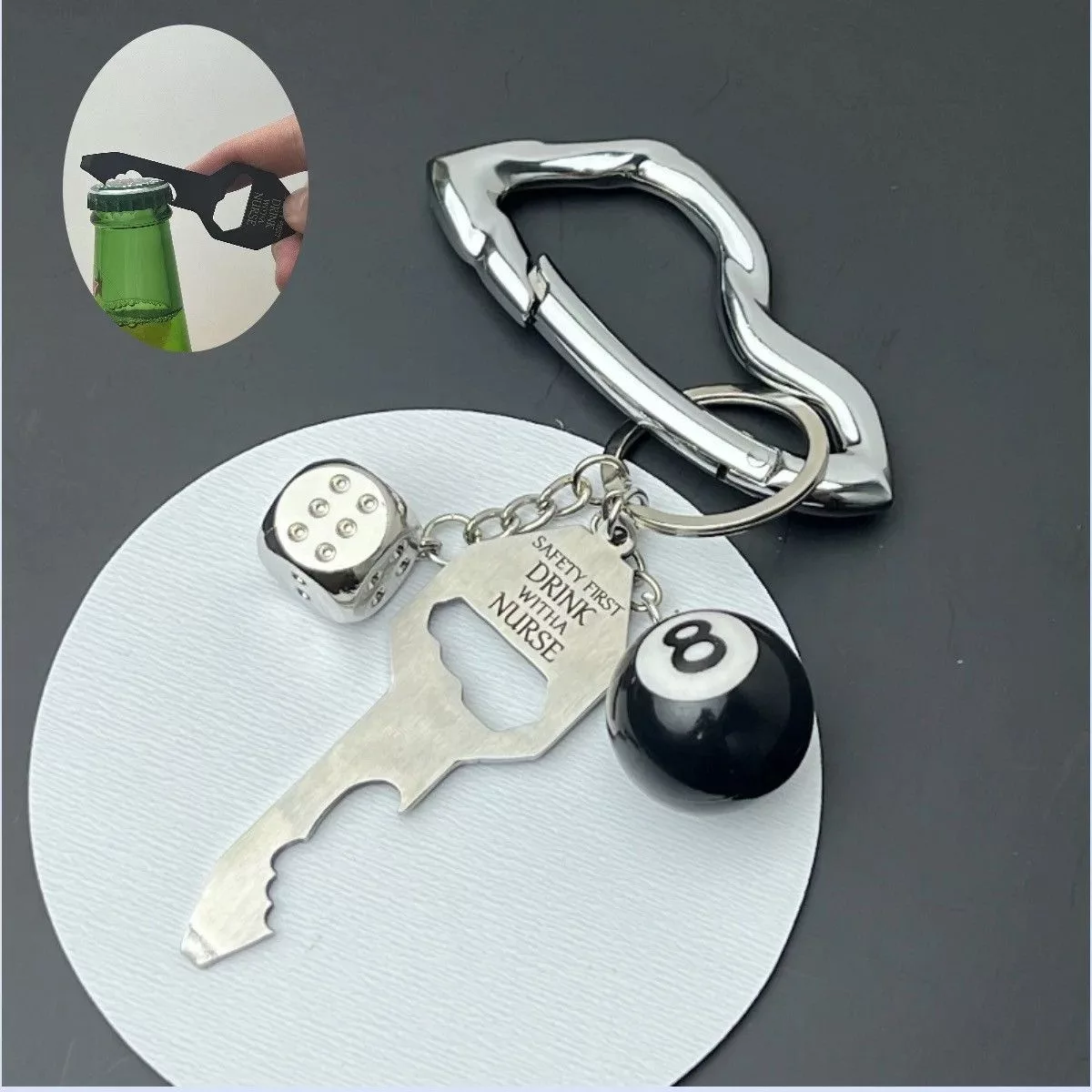 Other Miscellaneous Other Full Set Black Carabiner Keychain Silver