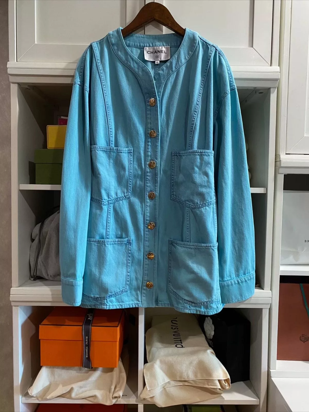 Chanel Light Jackets Chanel blue jacket shirt unisex