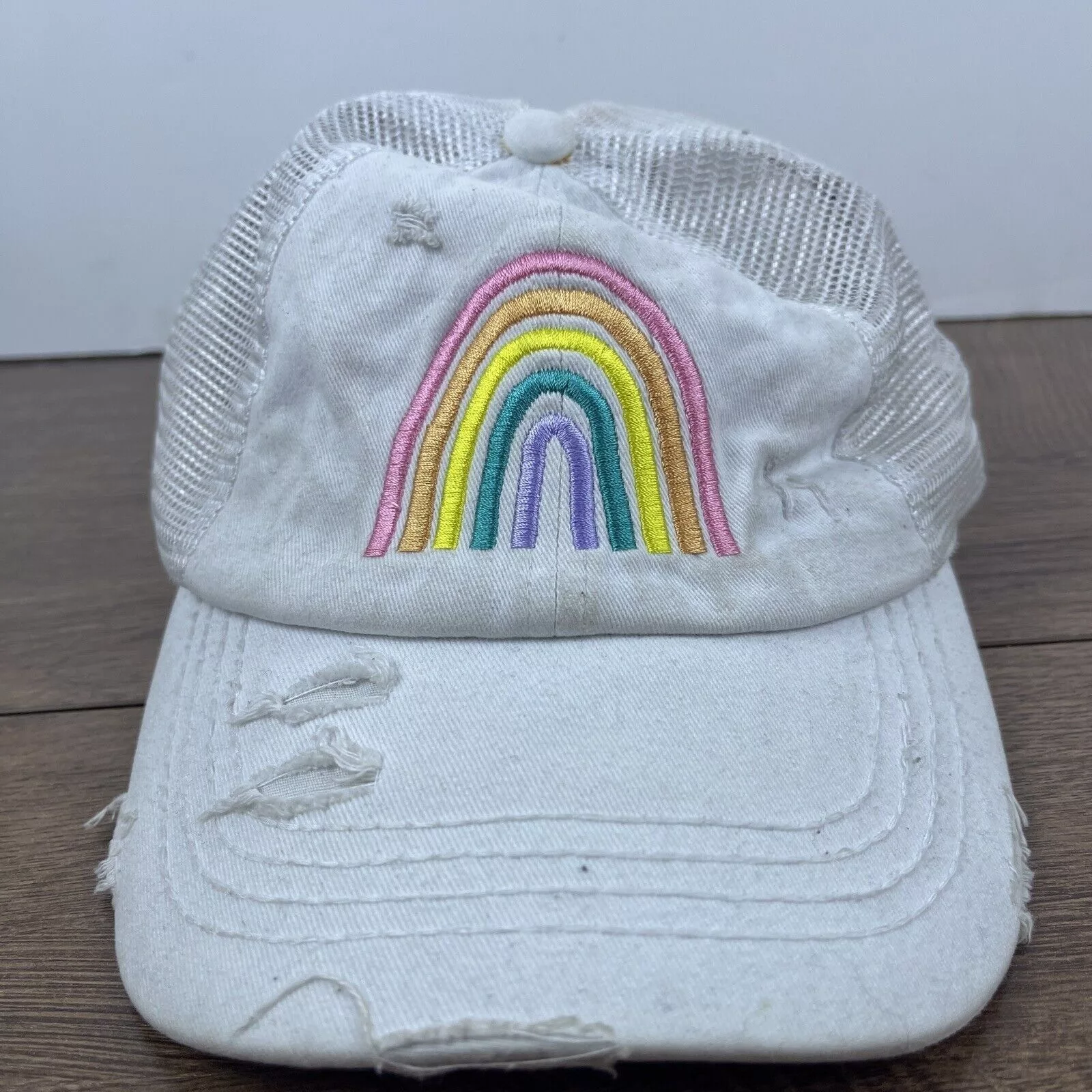 Other Hats Other Rainbow Hat Rainbow White Hat Adjustable Adult Size Hat Whit