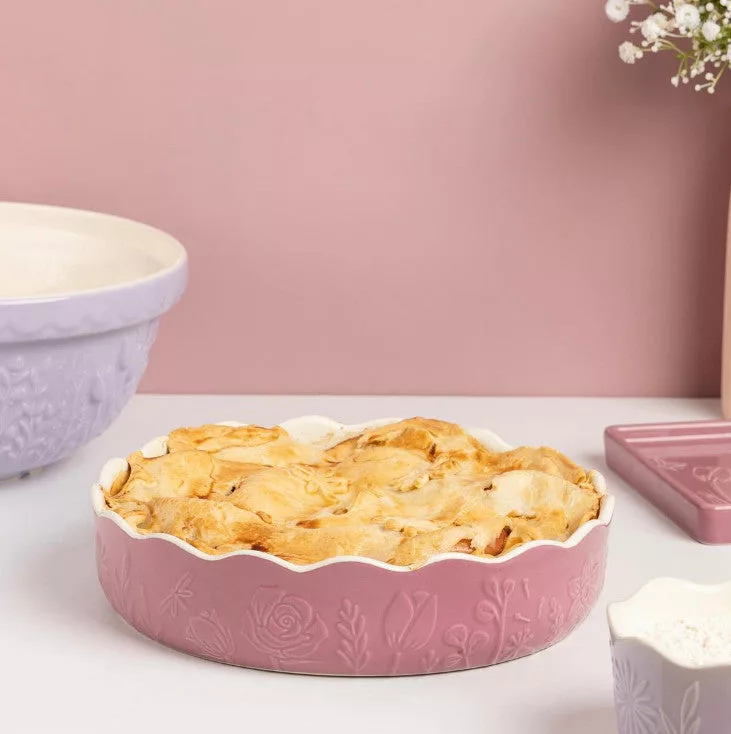 In the Meadow Pink Pie Dish