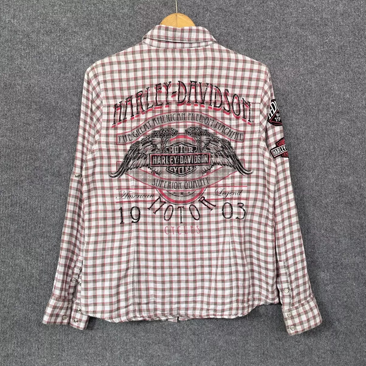 Harley Davidson Button Ups Harley Davidson × Vintage Vintage 2012 Harley Davidson Flannel Shirt Multi