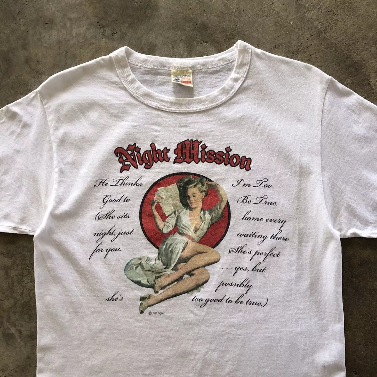 Buzz Rickson's Short Sleeve T Shirts Buzz Rickson's BUZZ RICKSON Sportswear Night Mission T-Shirt White Vintage