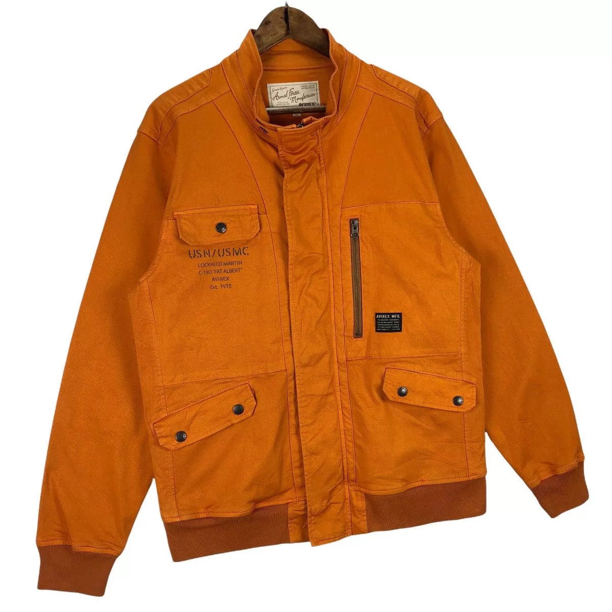 Avirex Light Jackets Avirex Lockheed Martin USN USMC Cotton Jacket Orange
