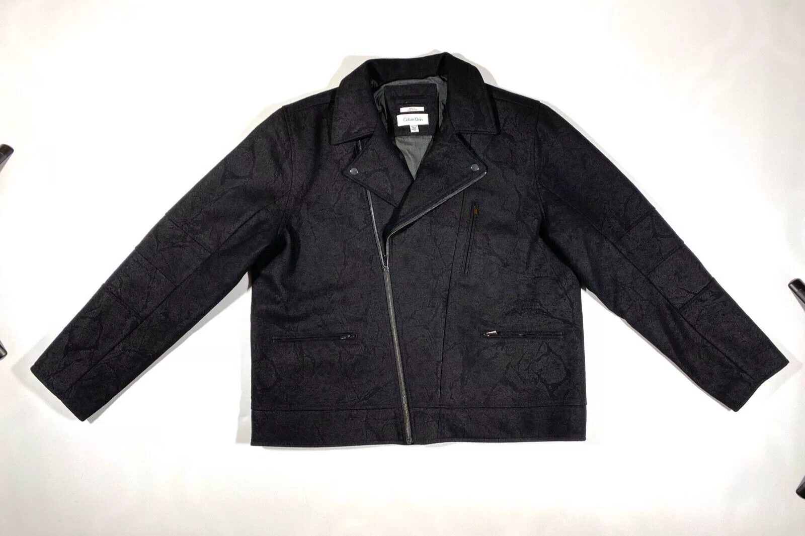 Calvin Klein Bombers calvin klein wool jacket pattern moto style Black