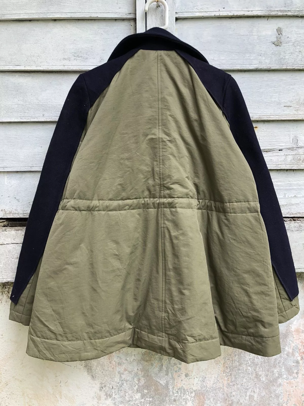 Designer Jackets Designer × Japanese Brand Bittoko Double Breast Reconstruct Nylon Wool Jacket Blue