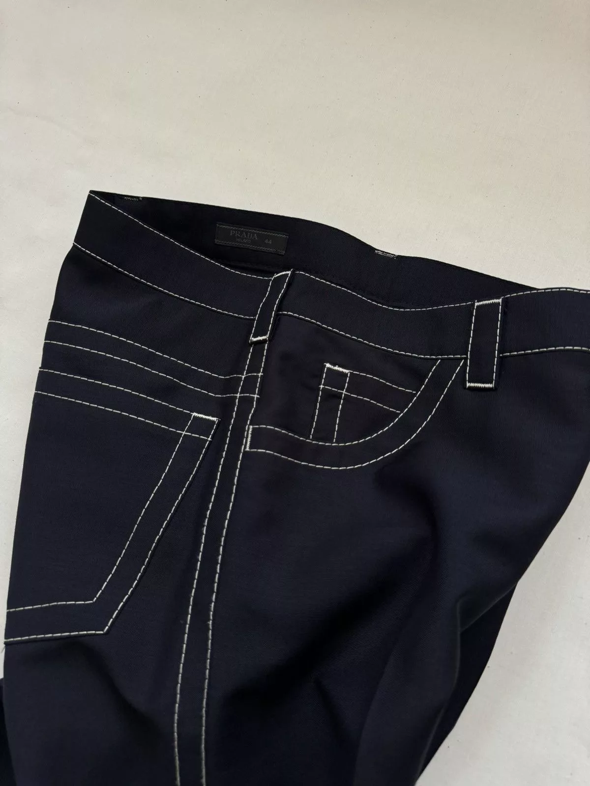 Prada Casual Pants Prada SS15 Contrast Stitch Trousers Blue