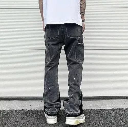 Jean Denim Black Graffiti Wide Jeans