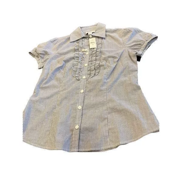 Loft Button Ups LOFT classic shirt size O Gray