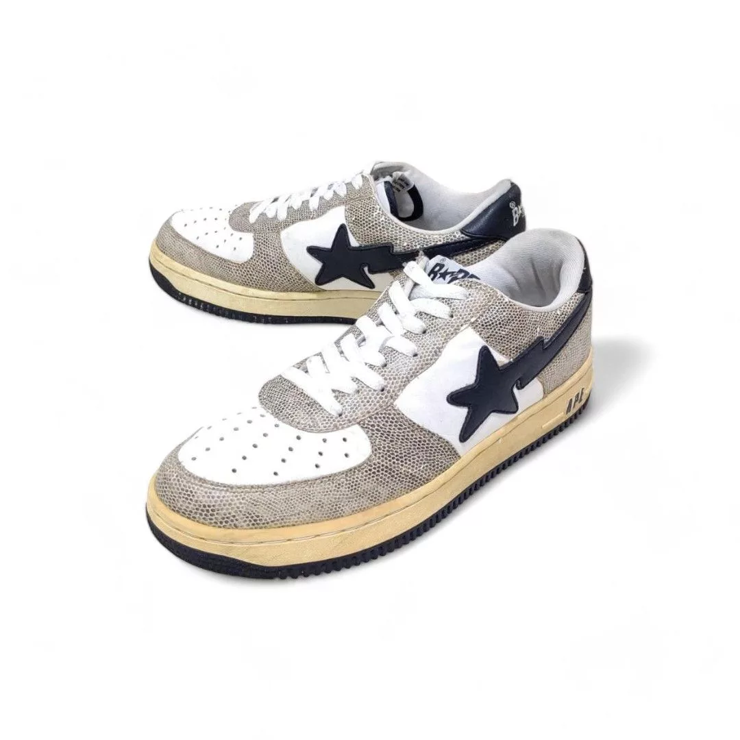 Bape Low Top Sneakers Bapesta Snake Gray