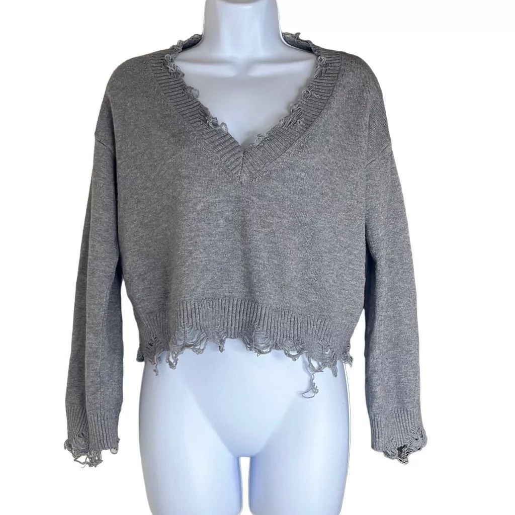 Other Sweaters Other Brooklyn Karma Womens Size Small Pullover Crop Sweater Gray