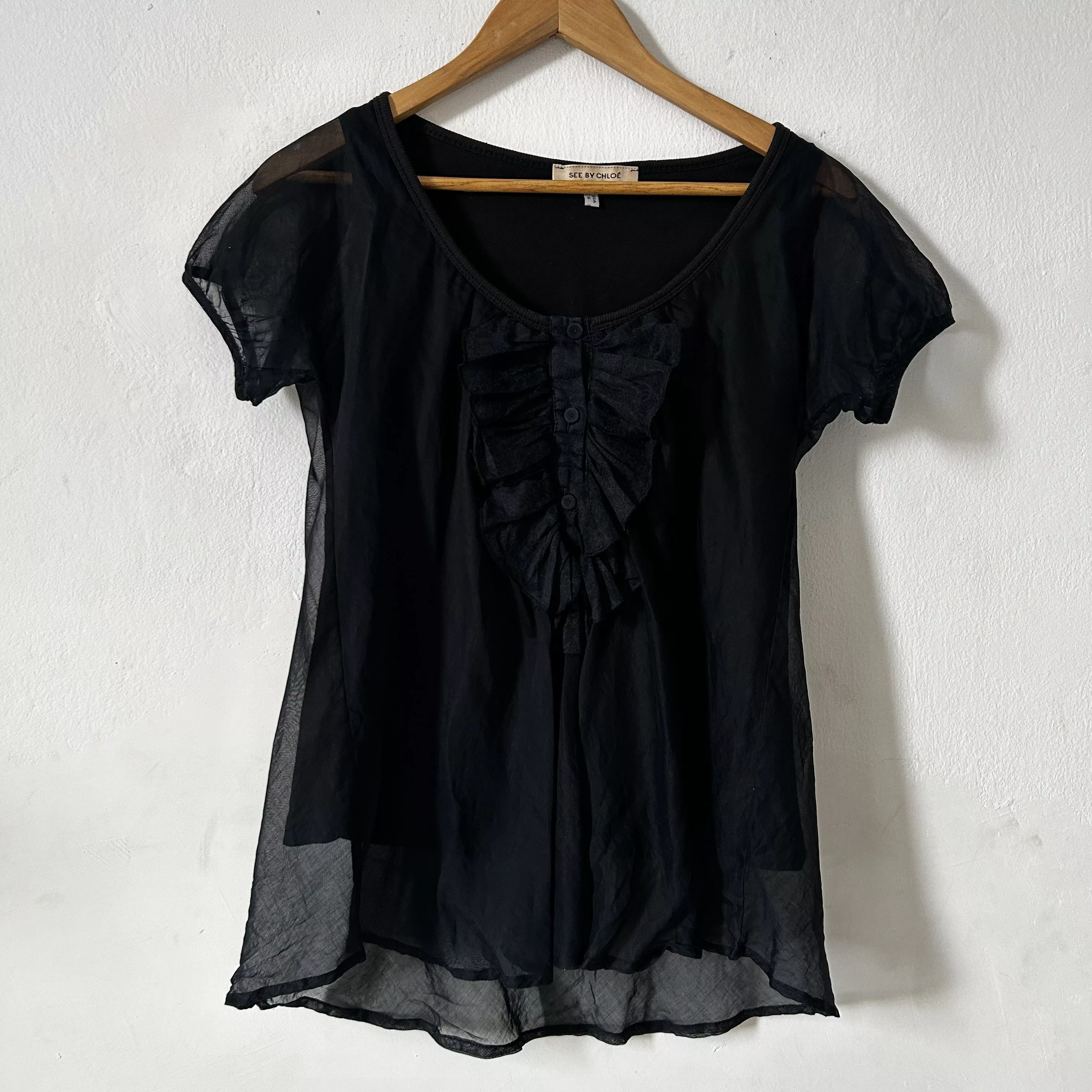 See by Chloe Blouses See by Chloe black cotton silk blouse top