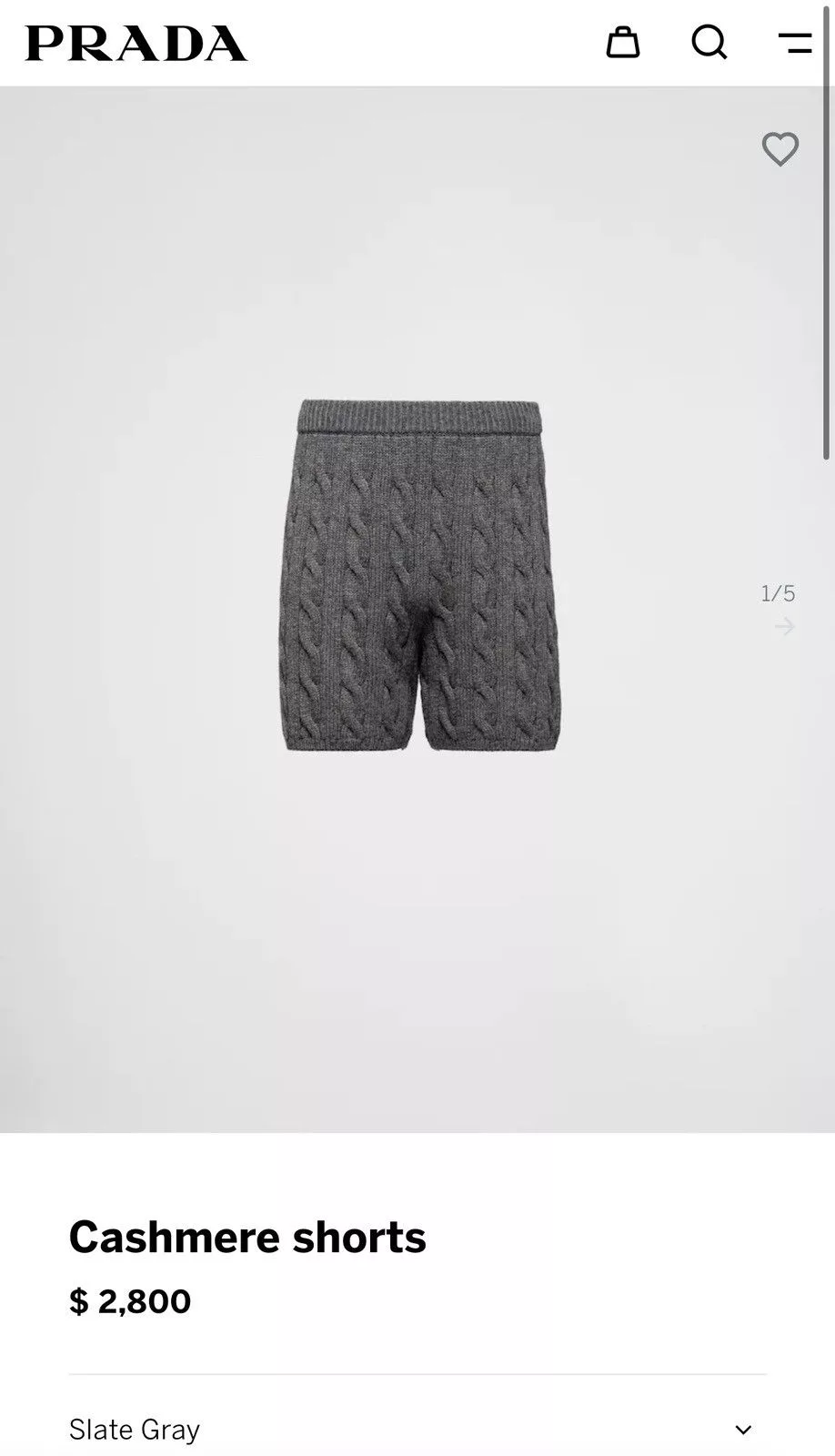 Prada Shorts $2.8k Prada Cashmere Shorts Gray