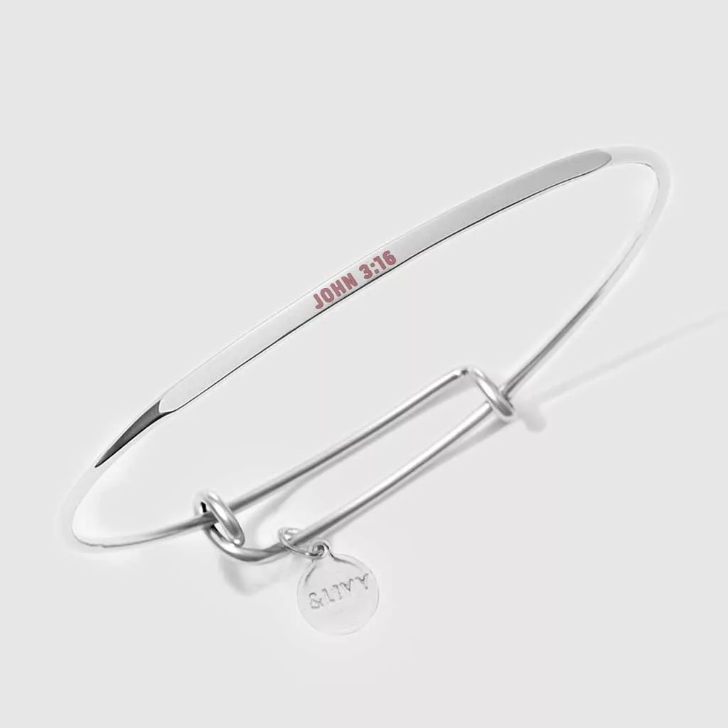 John 3:16 Posy Silver Bangle