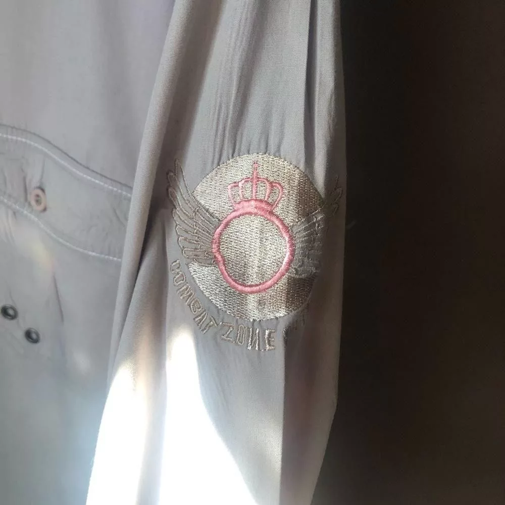 NBDN Nobrandedon Formal Shirting NBDN Nobrandedon Top shirt button down grey with naval designs Gray