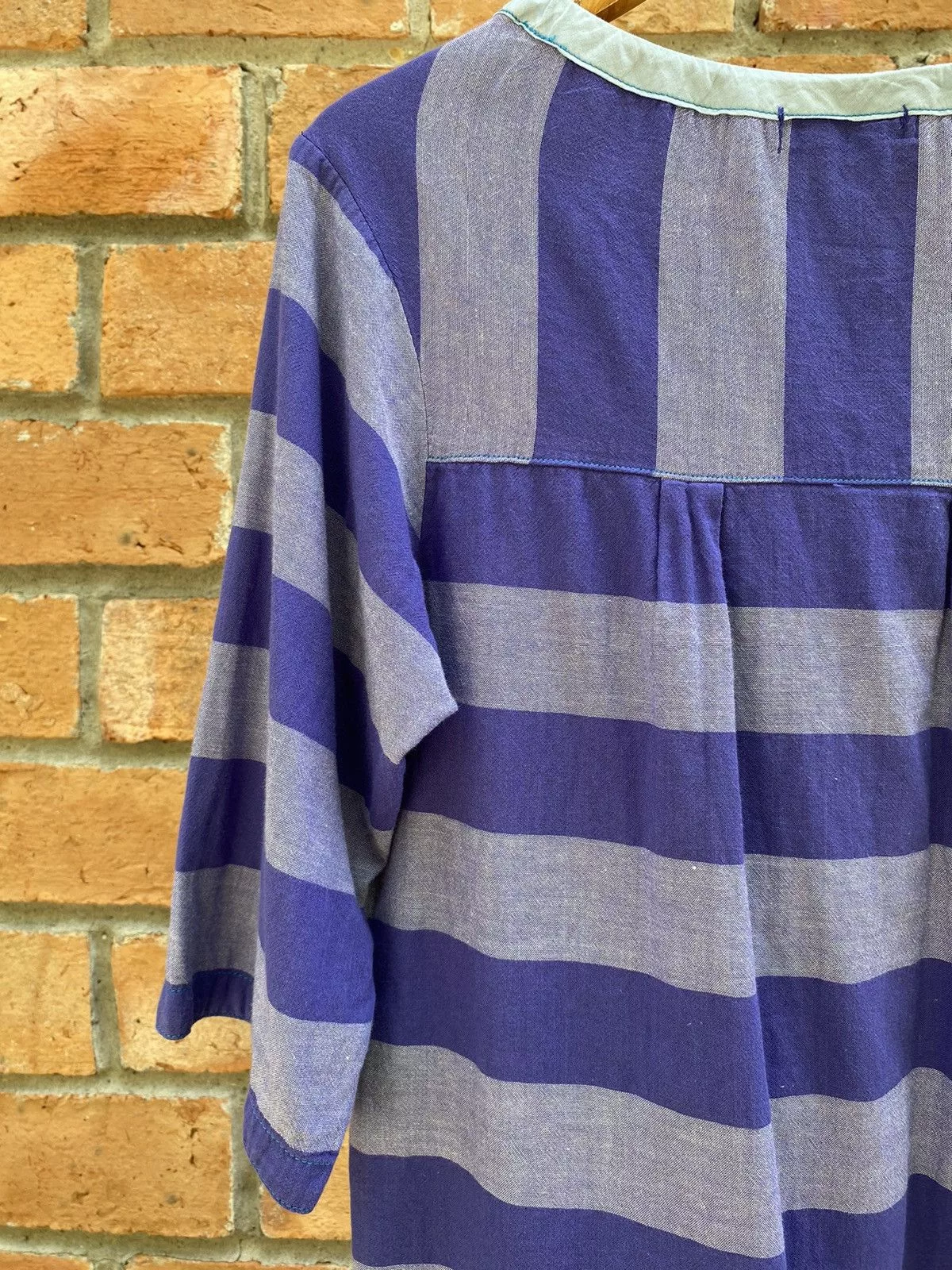 Zucca Button Ups Zucca stripped ruffle purple blouse Blue