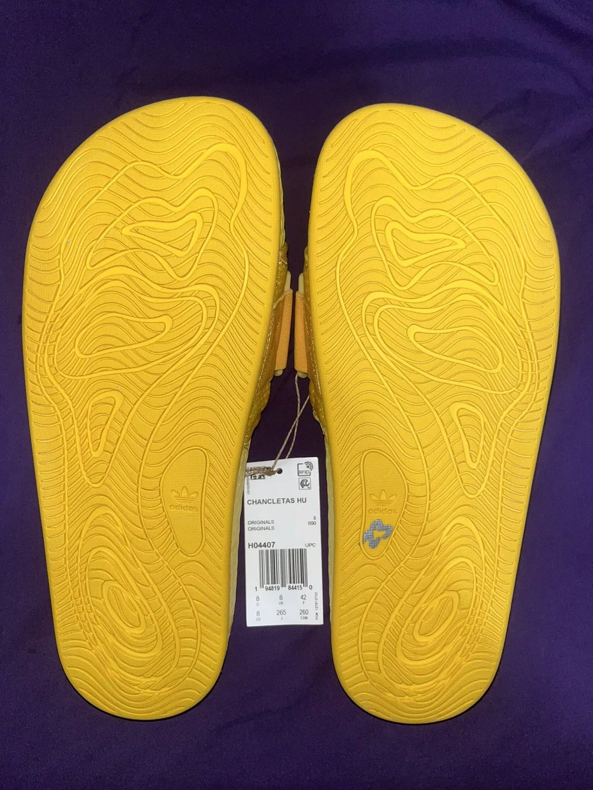 Adidas Sandals Adidas × Human Made × Pharrell Adidas Boost Slide Pharrell CHANCLETAS Gold
