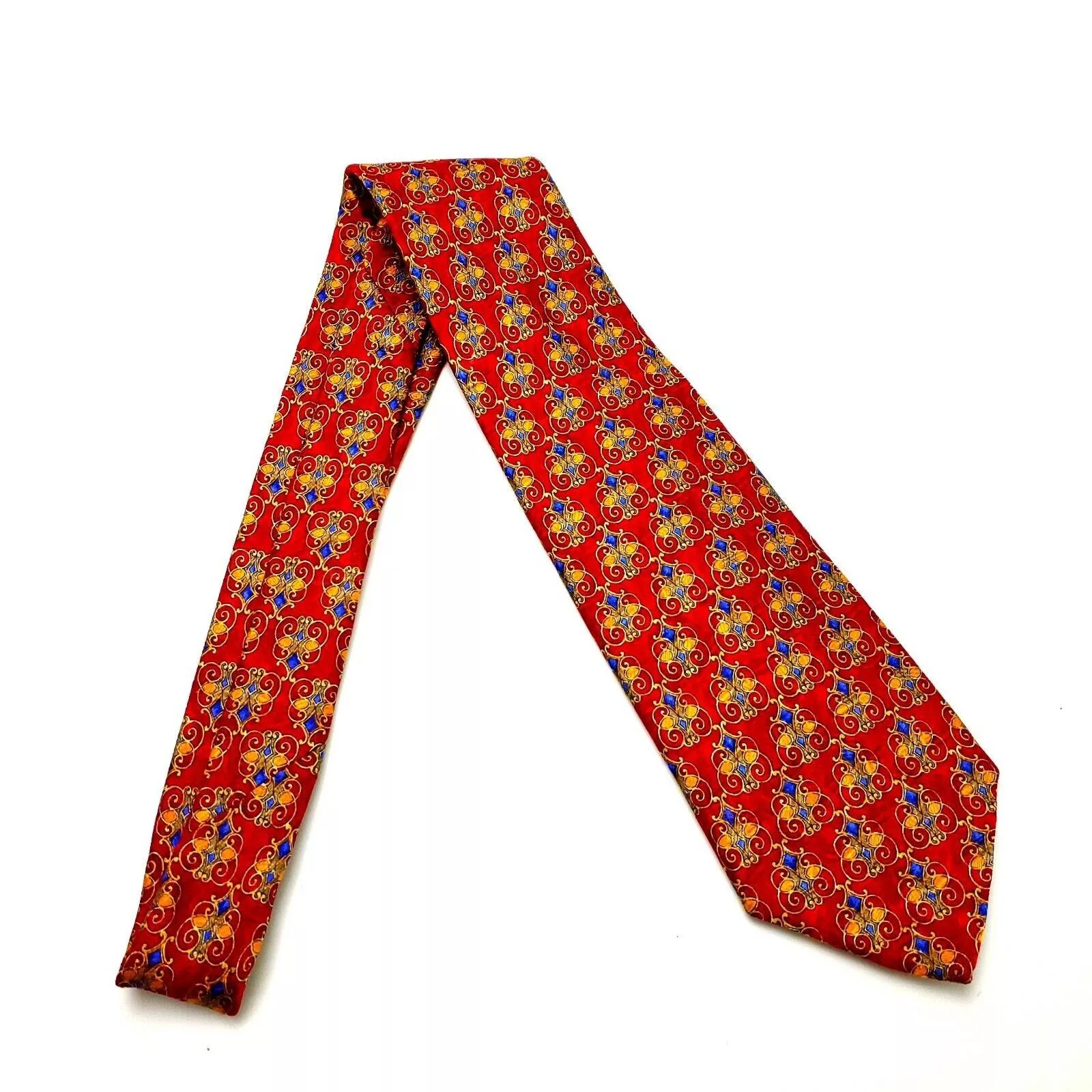 Robert Talbott Ties Pocketsquares Robert Talbott Studio Silk Tie Print Red Short Wide Geometri