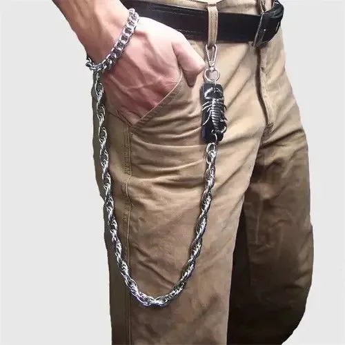 Jewelry Jewelry Watches Jewelry Scorpion Waist Wallet Chain 70cm Long Silver Streetwear