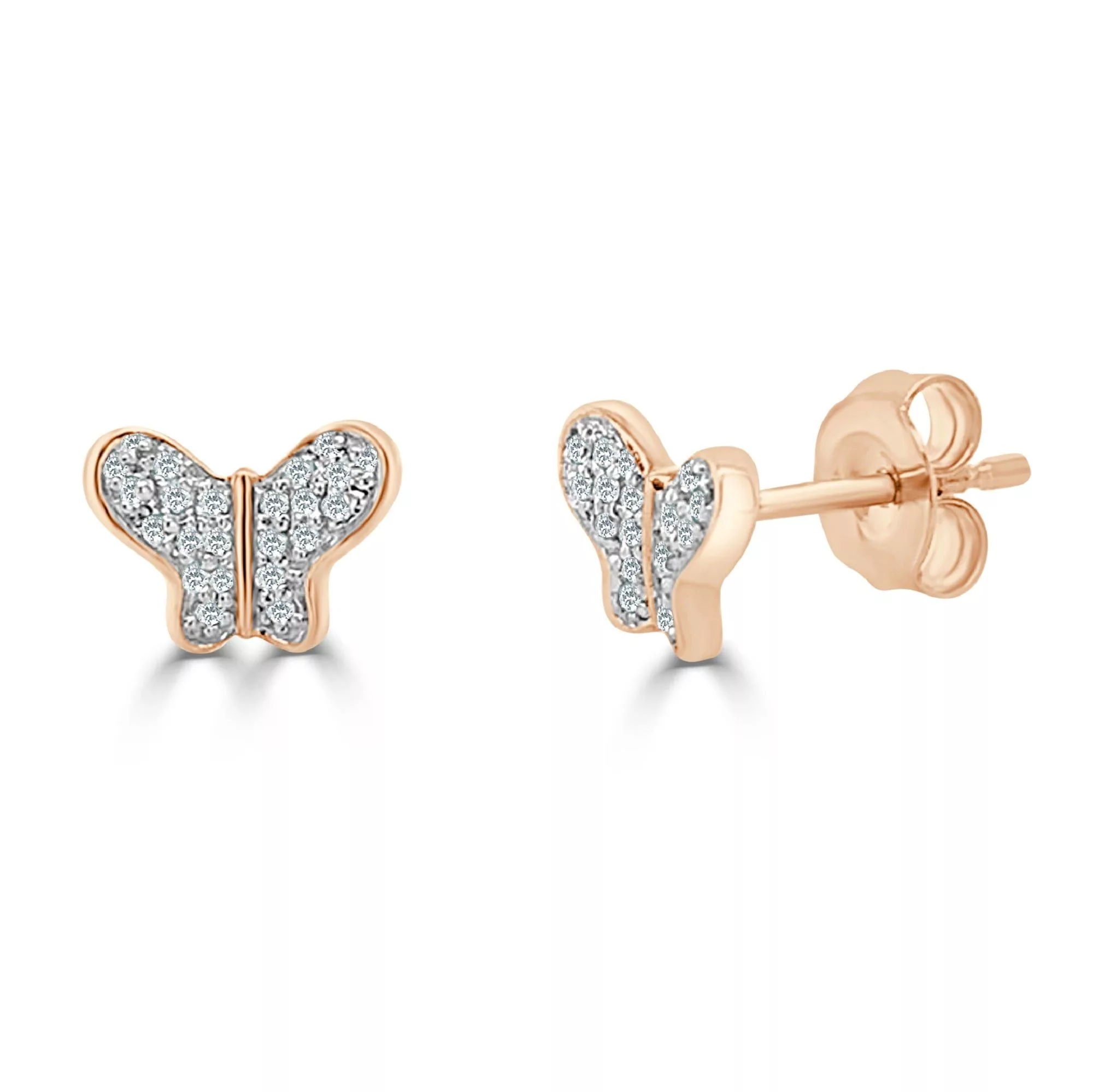 Other Rings Other 14k Rose Gold & Diamond Butterfly Studs