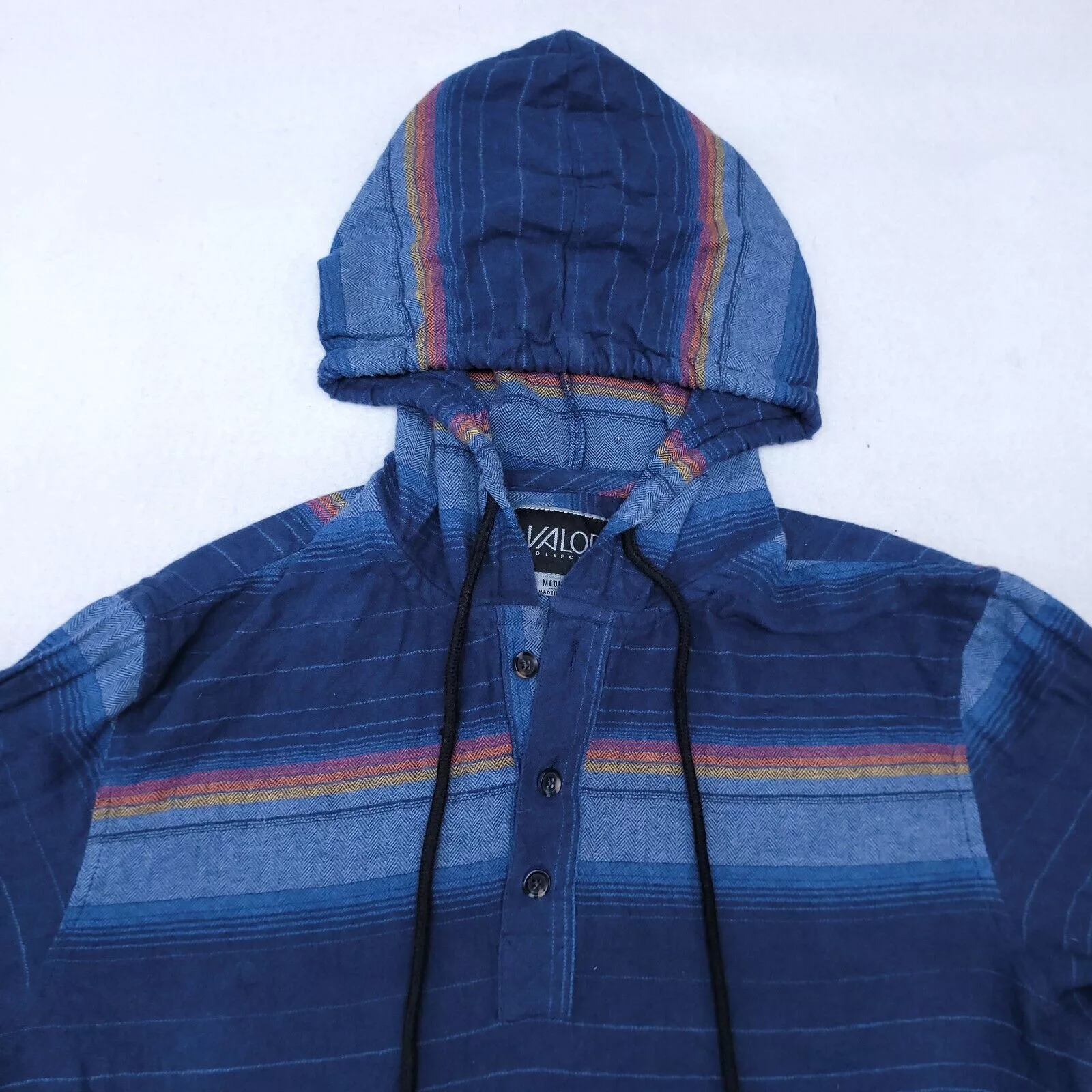 Valor Collective Light Jackets Valor Collective Valor Casual Pullover Hoodie Mens Size M Blue Yellow Striped