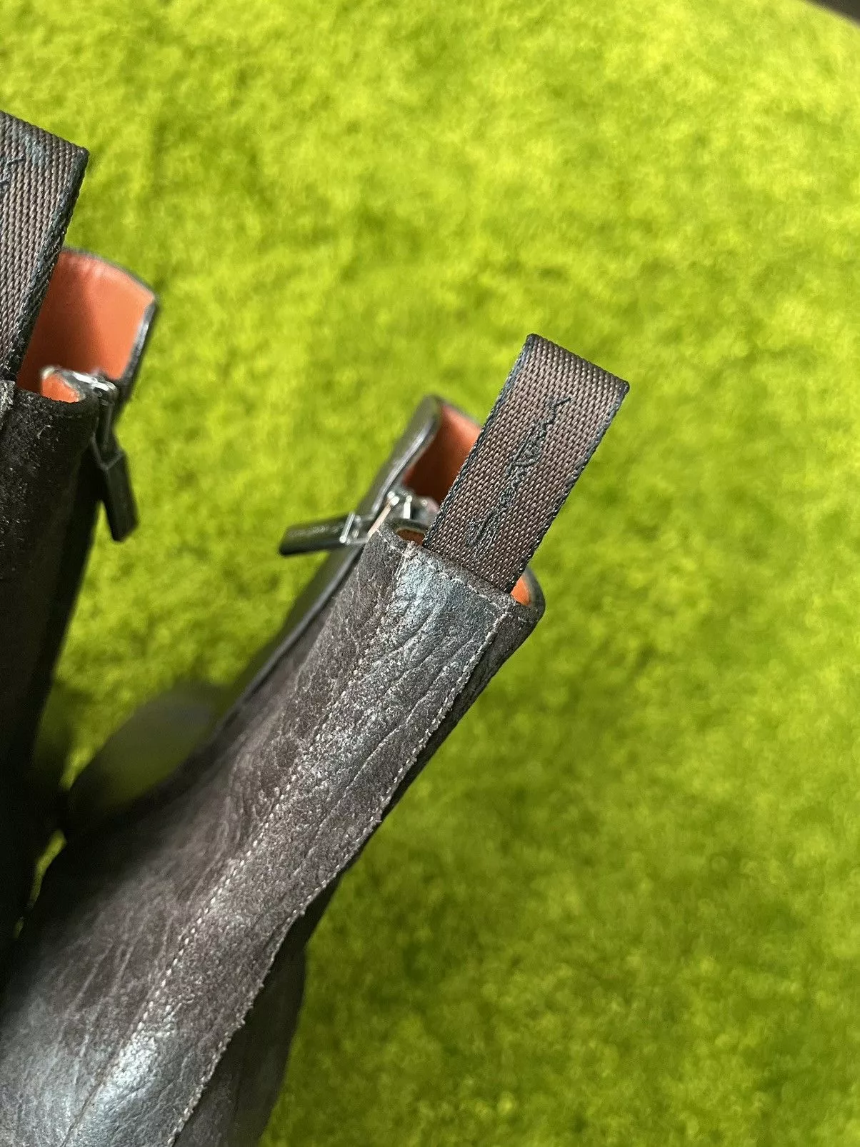 Genuine Leather Boots Genuine Leather × Santoni Santoni real leather side zip boots Brown Luxury